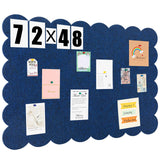 Mooliwe Scalloped Felt Bulletin Board 72 x 48 Inches Foldable Dark Blue Pin Cork Board Alternative for Wall, 6 x 4 Trifold Pic