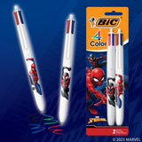 BIC 4 Color Retractable Ballpoint Pen with Marvels Spider-Man Design and 1.0 mm Point, 2-Count in Assorted Ink