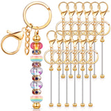 Tondiamo 12 Pcs Beadable Keychains Bars Bulk Blank Beaded Metal Keychain for Craft DIY Gift(Gold)