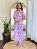 Anni Designer Women'S Rayon Viscose Straight Printed Kurta With Pant (Demeter Onion-Vks02_M_Lavender_Medium),Lavender,M,,,