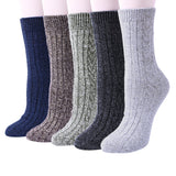 5 Pairs Womens Thermal Wool Socks Warm Knit Ladies Socks For Winter, One Size, A10