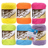 Lily Sugar'n Cream 100% Cotton Yarn 6-Pack Bundle with Bella's Crafts Stitch Markers (Hot Rainbow)