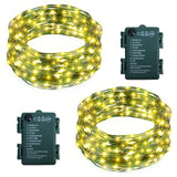 2 Pack Christmas Fairy Lights Battery Operated, Total 66Ft 200 LED String Light with Auto Timer 8 Modes Green Copper Wire Twinkl
