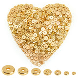 150Pcs 18K Gold Filled Flat Round Spacer Beads, Tiny Rondelle Coin Disc Loose Beads for Jewelry Findings Making, Small Handmade 
