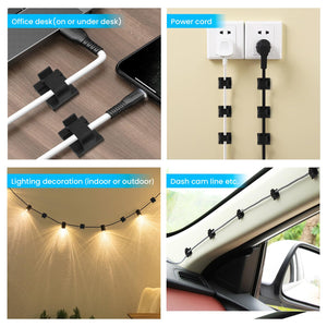 30 Pcs Small Black Adhesive Cable Clips for Cord Management Under Desk Nightstand Phone PC Charger Plug Speaker TV Cord Holder K