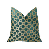 Plutus Brands Velvet Throw Pillow, 24 X 24, Turquoise/Taupe