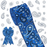 ALIBBON 2.510 Yd Bandana Ribbon Blue Paisley Cashew Floral Wired Burlap Ribbons Western Cowboy Decor Ribbon for Fall Wreath 