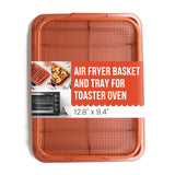Chef Pomodoro Air Fryer Tray for Oven, Copper Crisper Tray, Air Fryer Pans for Toaster Oven, Air Fryer Basket and Tray 2Piece S