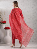 Anni Designer Women'S Rayon Blend Printed Straight Kurta With Pant & Dupatta (Mau Red-Vks02_L_Red_Large),Red,L,,,