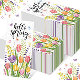 Jingmore 100 Pcs Spring Disposable Paper Guest Towels for Bathroom Floral Butterfly Hand Towels Decorative Hello Spring Napkins 