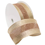 Morex Ribbon 7724.60/20430 Wired Dimensions 2.5 X 20 YD Wired Ribbon, Blush/Gold, Arts & Crafts Roll for Wedding Decor and Chr