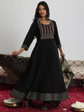 Libas Black Viscose Rayon Yoke Design Kurta Sets For Women Black 2Xl