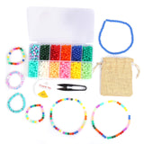 Ambitieux Kids Beading Craft Kit Create Your Own Bracelets & Necklaces! Includes 12 Assorted Bead Colors, 0.7M Elastic, Threa