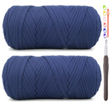 2 Pack Tshirt Yarn for Crocheting,Navy Blue T Shirt Chunky Elastic Fabric Thick T-Shirt Crochet Yarn for Beginners Crocheting Ha