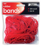 Better Office Products 200 Bright Red Rubber Bands, Size 33, 200/Bag