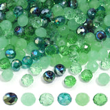 200PCS 8mm Crystal Glass Facted Round Beads for Jewelry Bracelet Making, Green Series Briolette Glass Spacer Beads with Hole for