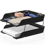 Simple Houseware 2-Tier Stackable Letter Tray Organizer - Desktop File Holder for A4/Letter Size Paper, Document Sorter, Office 