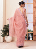 Satrani Women'S Cotton Blend Printed Zari Stripe Border Ready To Wear One Minute Saree With Unstitched Blouse Piece (28Rs255N_Pe