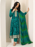 Rama Green Floral Printed Anarkali Kurta With Embellishment & Printed Trouser With Leheriya Dupatta Rama Xl