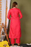 Gosriki Women'S Silk Blend Straight Printed Kurta With Pant And Dupatta (Tia-Red_Xl-Go Red_X-Large),Red,,B09S3CG5HF