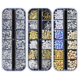 Artdone 12 boxes Nail Rhinestones,Nail Gems Nail Diamonds,Nail Art Studs Nail Crystals Nail Sequins for Nails Kit with 1 Tweezer