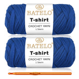 BATELO 2 Pack Crochet T-Shirt Yarn for Beginner - High Elastic Thick Yarn, Polyester Fabric (Royal Blue) - 400g/144yds