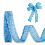 JaoZuyard Blue Burlap Ribbon 1/2 inch X 10 Yard Natural Linen Woven Wired Ribbons DIY Handmade Edging Production Wreath Holiday 