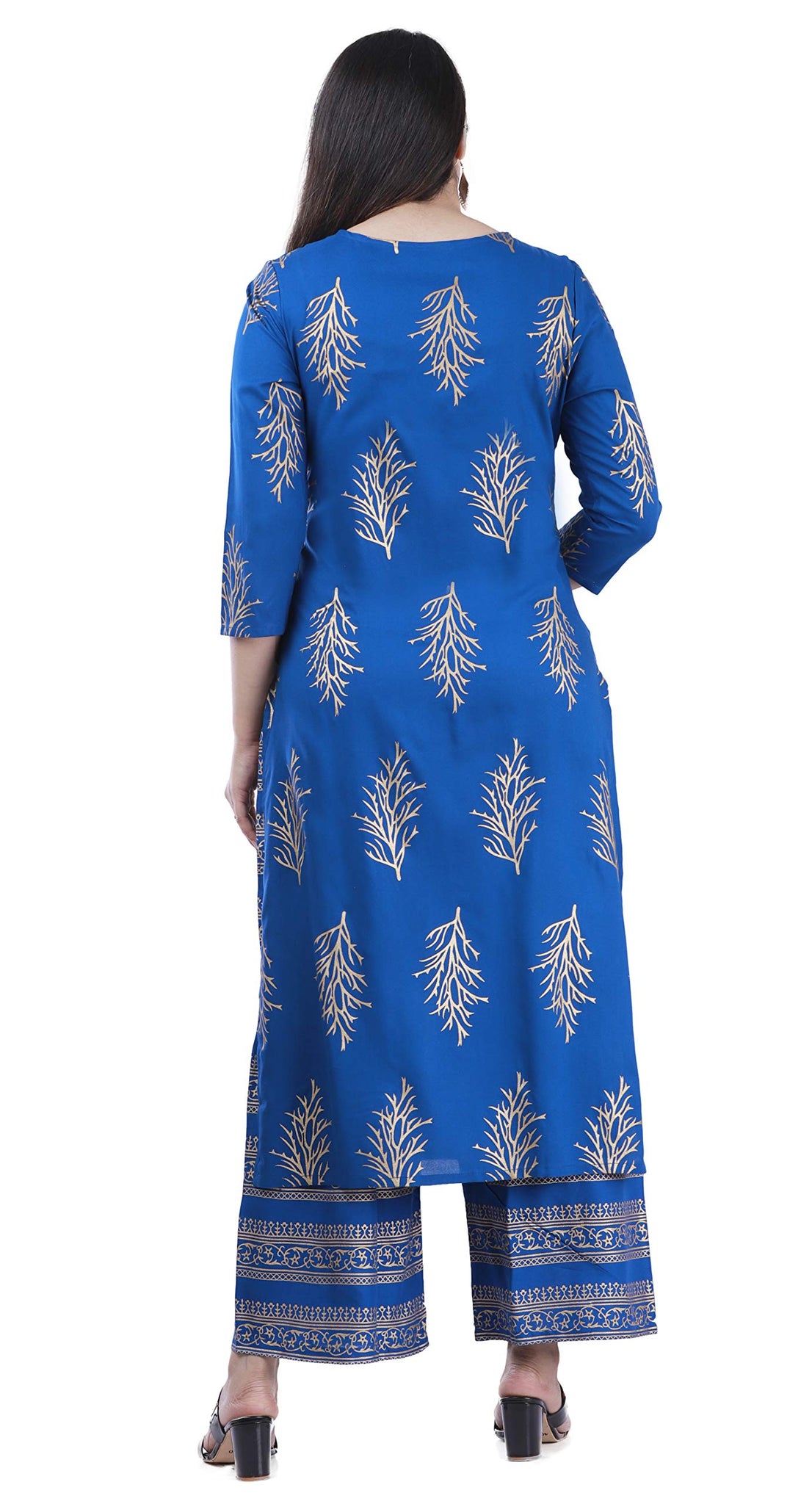 Anni Designer Women'S Rayon Straight Kurta With Palzoo Set Blue,Blue,M,Rayon,Regular,kurta