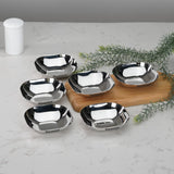 Sumeet Stainless Steel Small Apple Square Shape Plate/Dessert Plate/Halwa Plate Set of 6pcs, 8cm Dia, 90ML Each Silver
