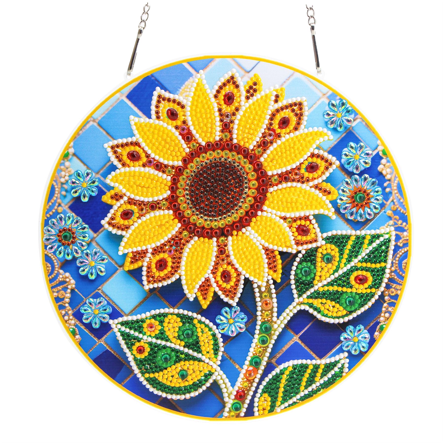 lesaonsy DIY Hanging Diamond Art Pendant Kit - Sunflower Diamond Painting Ornaments, 9 in Acrylic Gem Art Craft Board, Home Deco