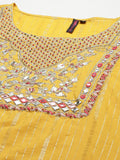Ishin Women'S Cotton A-Line Embroidered Kurta Suit Set With Dupatta & Sharara Kpldsrd-19010_S_Mustard