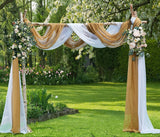 Warm Home Designs Wedding Arch Draping Fabric Bundle - 2 x 288 Inch (24 Feet) Scarves in Caramel Gold & White Fabric for Wedding