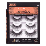 KISS Magnetic Curation False Eyelashes, 3 Pair with 5 Double Strength Magnets, Wind Resistant, Dermatologist Tested, Last Up To 