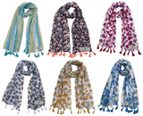 Fusfus WomenS Printed Chiffon Scarves And Stoles, Free Size(Multicolour, Fs1765) Pack Of 6 (Multicolor4)