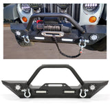 KUAFU Front Bumper Compatible with 2007-2025 Jeep Wrangler JK & Unlimited JL Gladiator JT w/LED Lights D-Rings and Winch Plate B