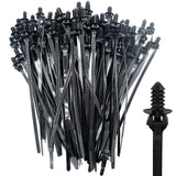Qyimli Push Mount Cable Zip Ties 8.3 Inch, Automotive Zip Ties With Push Pin Heavy Duty Wire Harness Clips (100 Pack)