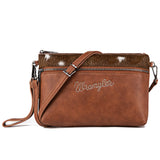 Wrangler Shoulder Handbags for Women Vintage Cowhair Crossbody Wallet Black Vegan Leather Clutch Cell Phone Purse,WG49-181BR