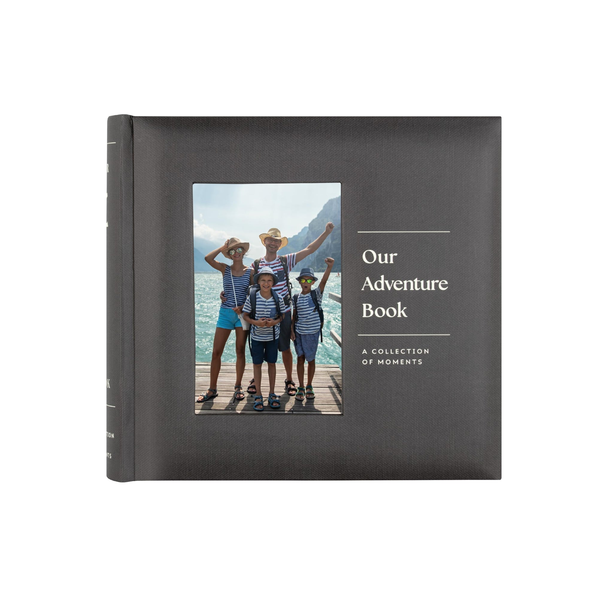 MCS Our Adventure Charcoal Photo Album Holds 200 4x6 Photos with Memo Space, Clear Side-Loading Pockets - Scrapbook Style Keepsa