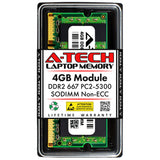 A-Tech 4GB DDR2 667MHz SODIMM PC2-5300 1.8V CL5 200-Pin Non-ECC Unbuffered Laptop RAM Memory Upgrade Module