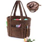 MYBAGZING Crochet Bag and Tote - Corduroy Yarn Bag - Yarn Holder for Crocheting - Crochet Storage Bag for Crochet Hooks, Crochet