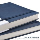 Thick Classic Notebook with Pen Loop - A5 College Ruled Hardcover Writing Notebook with Pocket + Page Dividers Gifts, Banded, La