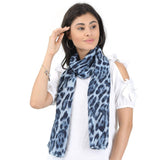 Fabseasons WomenS Cotton Leopard Printed Scarf, Scarves, Stole And Shawl For All Seasons With Shimmer (Size 80 X 180 Cms, Blue)