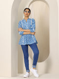 Libas Women'S Cotton Floral A-Line Kurtis (29394O_Indigo_S)