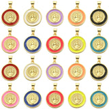 Ipotkitt 20Pcs Real 18K Gold Plated Flat Round with Virgin Mary Brass Enamel Charm Pendants Religious Ornaments for DIY Jewelry 