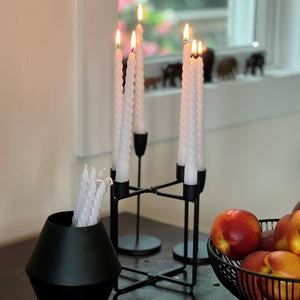 12 Piece Matte White Twist Taper Candles, 2 Boxed Sets of 6, 4 Hours Burn Time, Paraffin Wax, 7.75 Inches