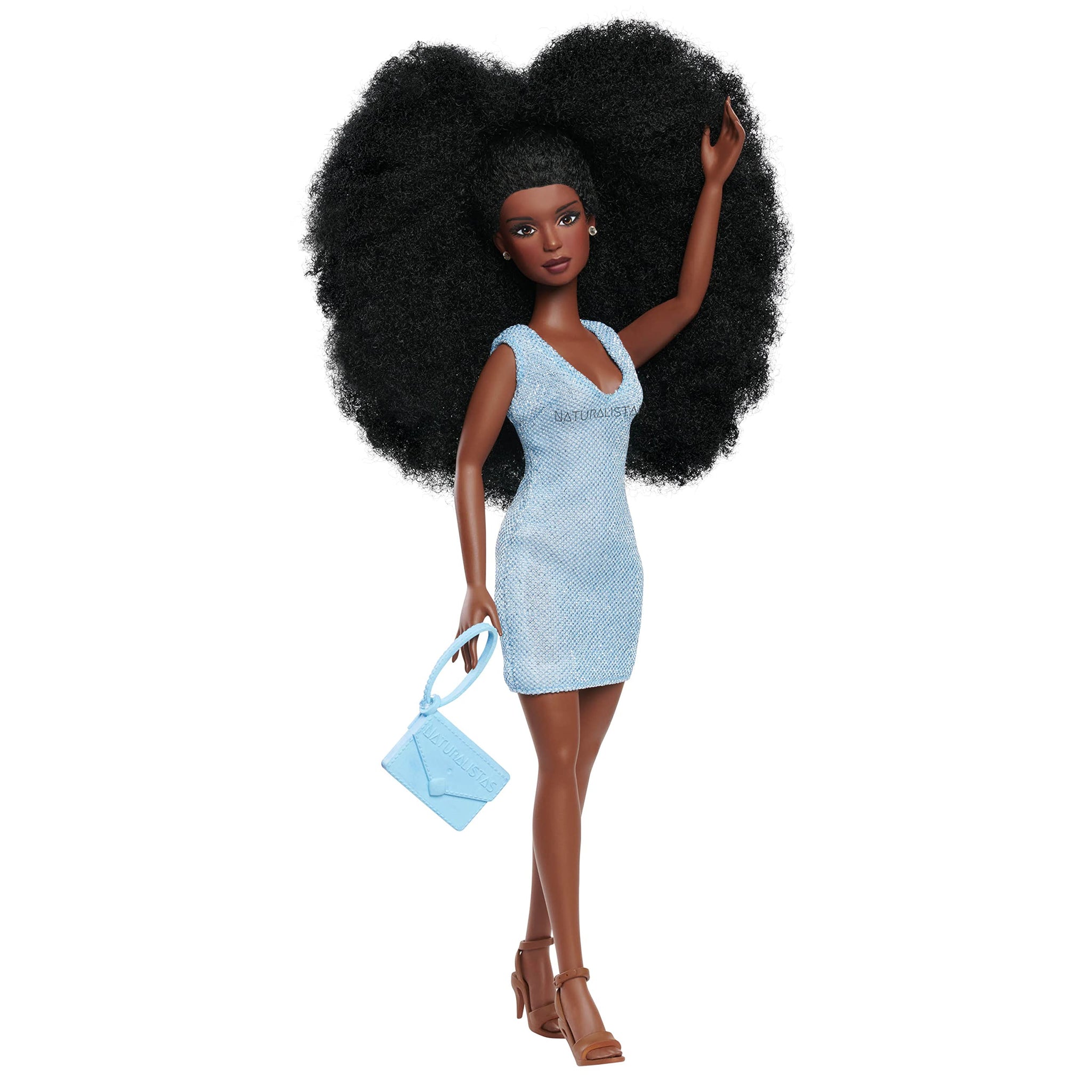 Naturalistas 11.5-inch Fashion Doll and Accessories Liya, 4C Textured Hair, Deep Brown Skin Tone, Designed and Developed by Purp