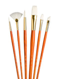 Princeton RealValue Paintbrush, Round 2,6,Fan 2,Filbert 4,Ang 4,Flat 10, Orange
