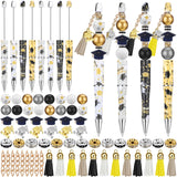 Patelai 16 Sets Graduation Beadable Pens Supplies with 48 Wood Beads 16 Tassel Pendants 16 Graduation Cap Charm 30 Spacer Beads 