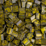 Picasso Opaque Yellow Tila Beads 7.2 Gram Miuki Square 5mm 2 Hole