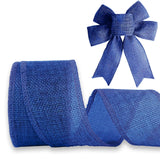 JaoZuyard Blue Burlap Ribbon 1-1/2 inch X 10 Yard Natural Blue Woven Ribbon DIY Handmade Solid Wired Edging Production Wreath Ho